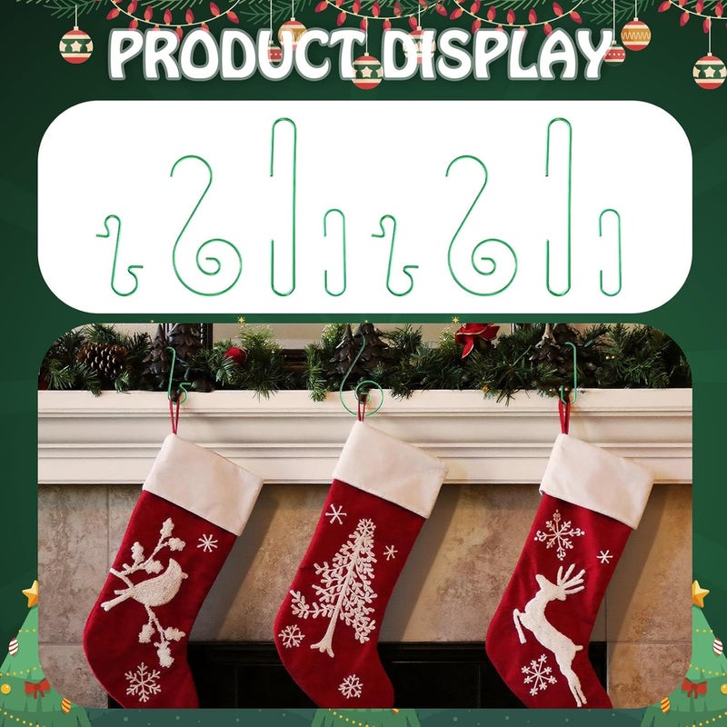 CraftyDream 300 Pieces Christmas Ornament Hooks Metal Wire Hooks Ornament Christmas Tree Hanger in 3 for Xmas Holiday Hanging Decorations(Green) - Image 4
